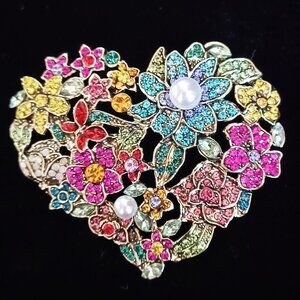 Valentines Day Special 3" Rhinestone Heart Brooch
